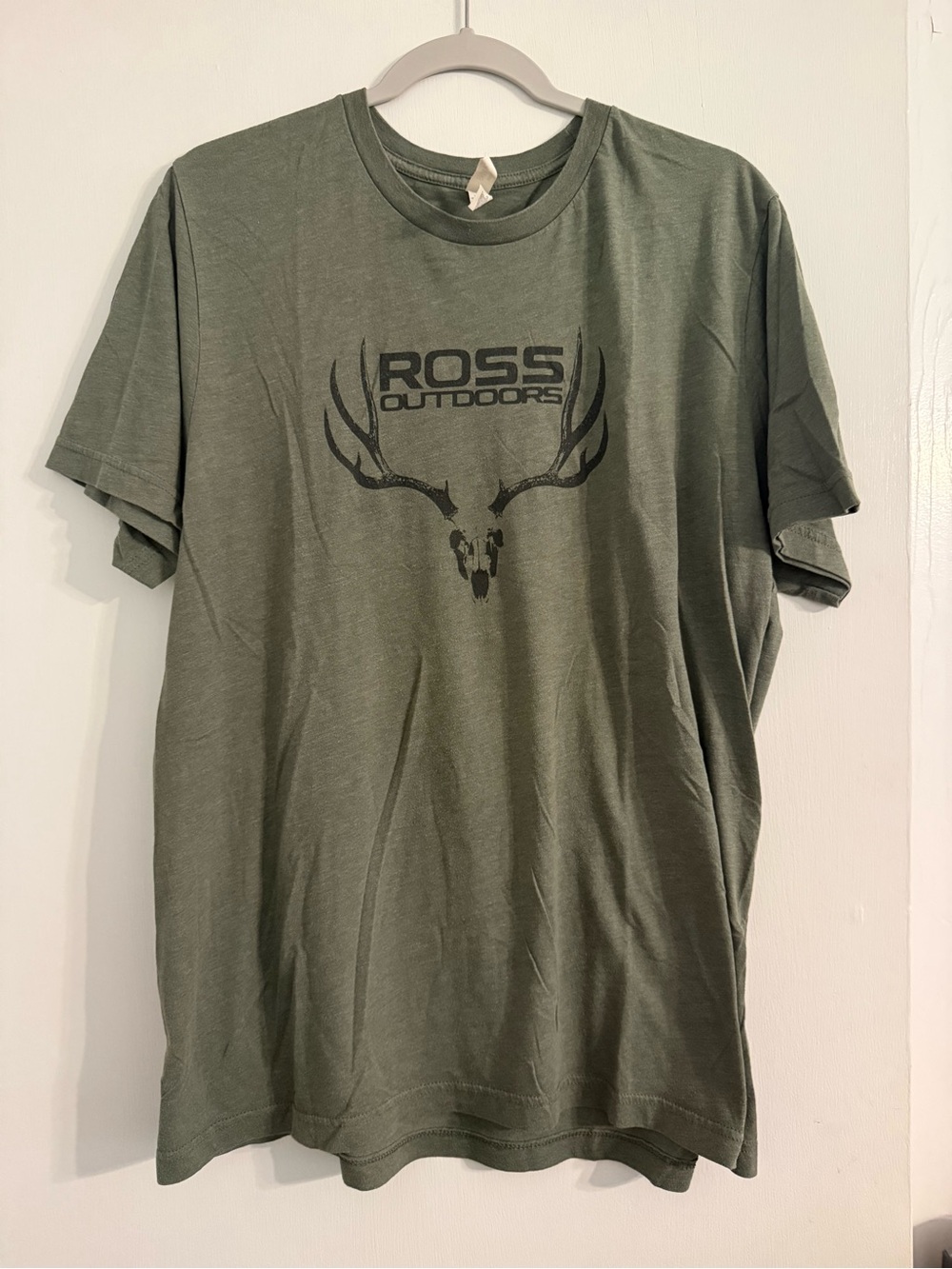 Bella Canvas Olive Graphic Tee with Antler Skull Print
